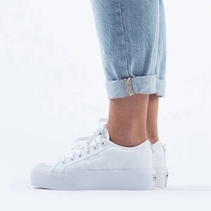 Adidas Platform White Canvas Sneakers